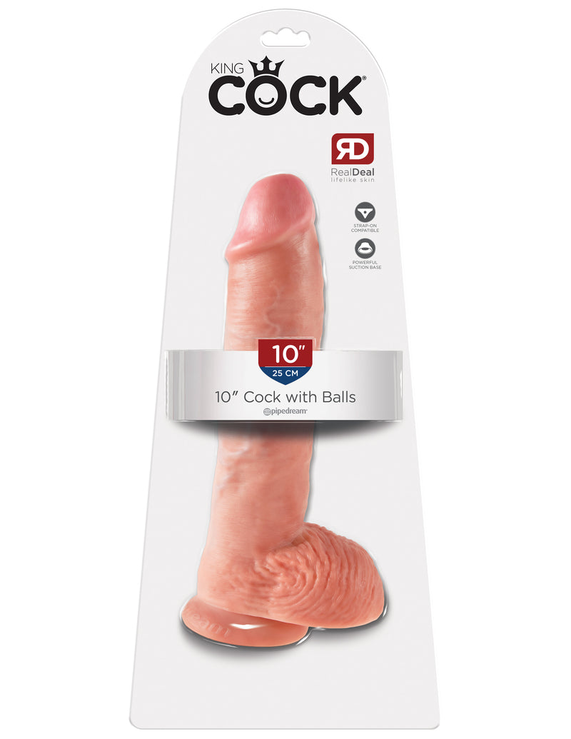 King Cock 10-Inch Realistic Dildo with Suction Cup for Hands-Free Fun