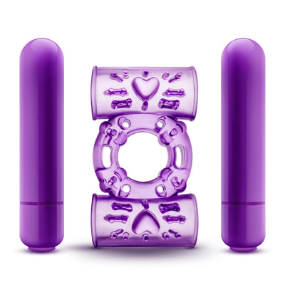 Double the Pleasure with the Dual Bullet Vibrating Cock Ring - Waterproof and Phthalate-Free!