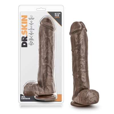 Meet Mr. Savage: 11.5" of Realistic Chocolate Dildo with Suction Cup and Body-Safe PVC Material