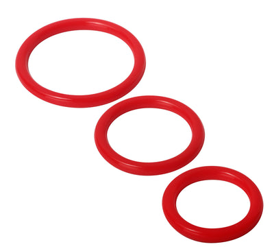 Enhance Your Pleasure with Stretchy Silicone Cock Rings - Set of Three Sizes for Perfect Fit