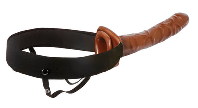 10-Inch Chocolate Dream Hollow Strap-On: The Perfect Solution for Midway Letdowns and ED, with Adjustable Elastic Harness and Free Satin Love Mask!