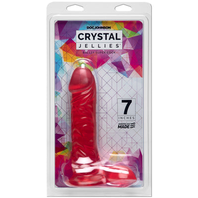 Experience Ultimate Pleasure with Doc Johnson's Crystal Jellies Ballsy Super Cock - Made in America, Body-Safe, and Realistic Design!
