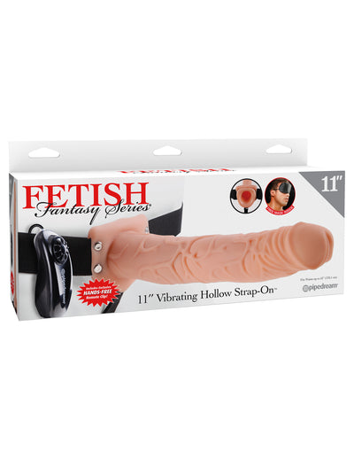 Rock Your Partner's World with the Fetish Fantasy 11" Vibrating Hollow Strap-On with Balls