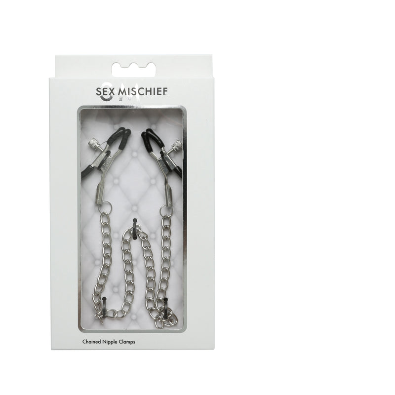 50 Shades Coated Nipple Clamps with Chain for Sensual Stimulation