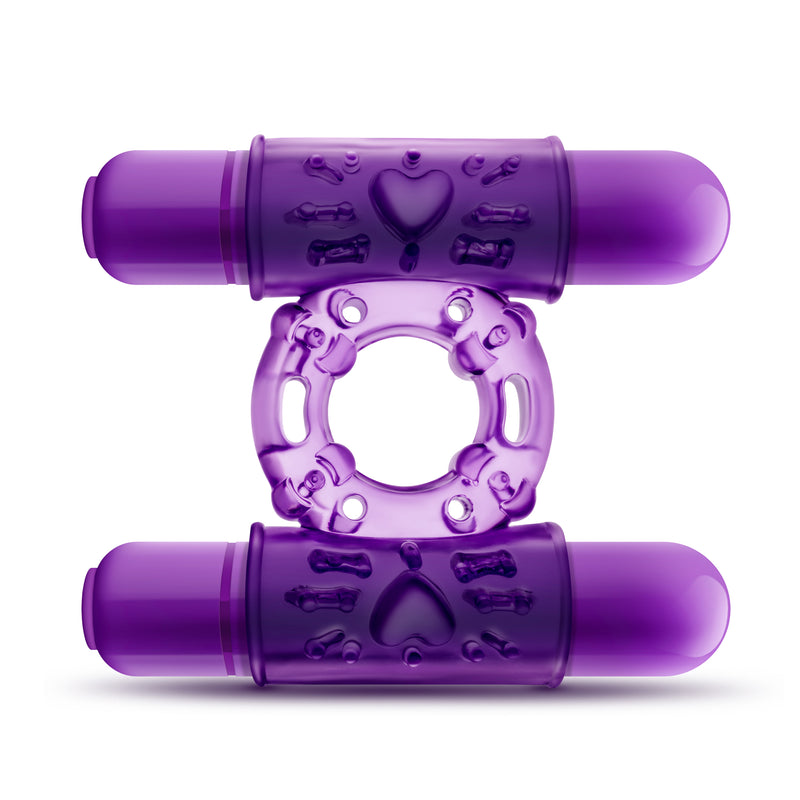 Double the Pleasure with the Dual Bullet Vibrating Cock Ring - Waterproof and Phthalate-Free!