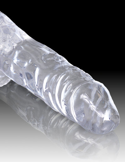 Upgrade your pleasure game with King Cock Clear 4" Dildo! Lifelike design, detailed veins, and suction cup base for ultimate satisfaction.