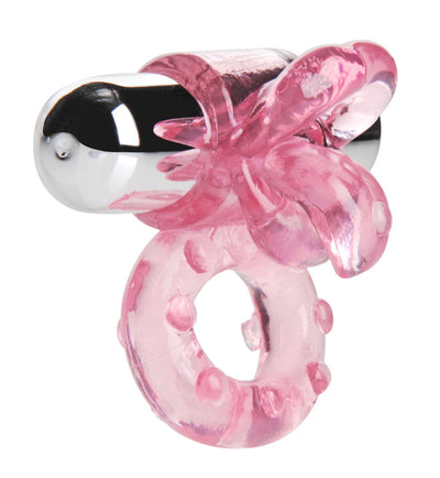 Vibrating Cock Ring with Clit Stimulation and Removable Bullet for Couples' Pleasure.