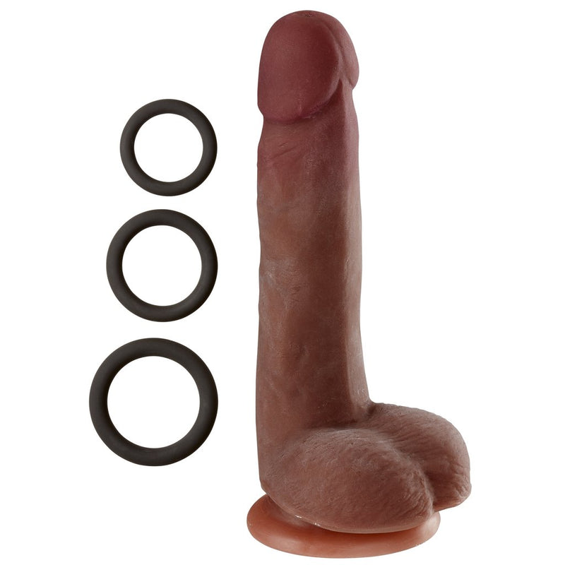 Realistic 7 Inch Dual Density Dildo with Suction Cup Base and Cock Rings for Ultimate Pleasure