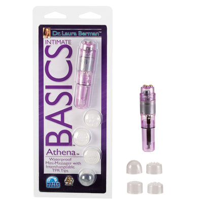 Dr. Laura Berman Intimate Basics Athena Vibrator: Ergonomic, Quiet, Waterproof, and Powerful with Interchangeable Tips and Designer Pouch.