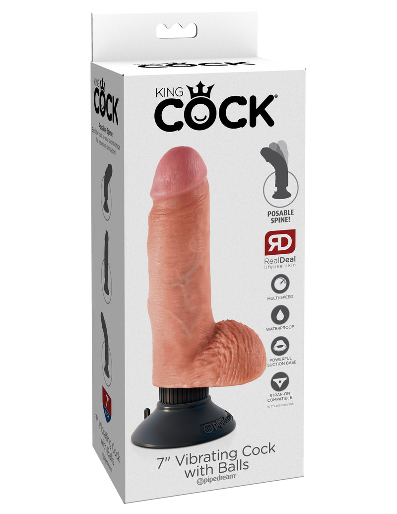 Realistic King Cock Vibrating Dildo with Suction Cup Base and Multi-Speed Motor for Ultimate Pleasure and Customization.