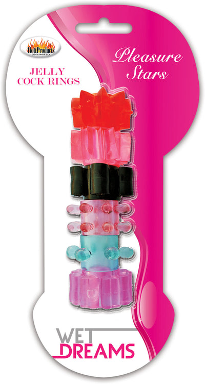 Colorful and Stretchy Jelly Cock Rings for Ultimate Pleasure and Teasing - 6 Assorted Shapes and Colors, Perfect for Bath Time Fun!