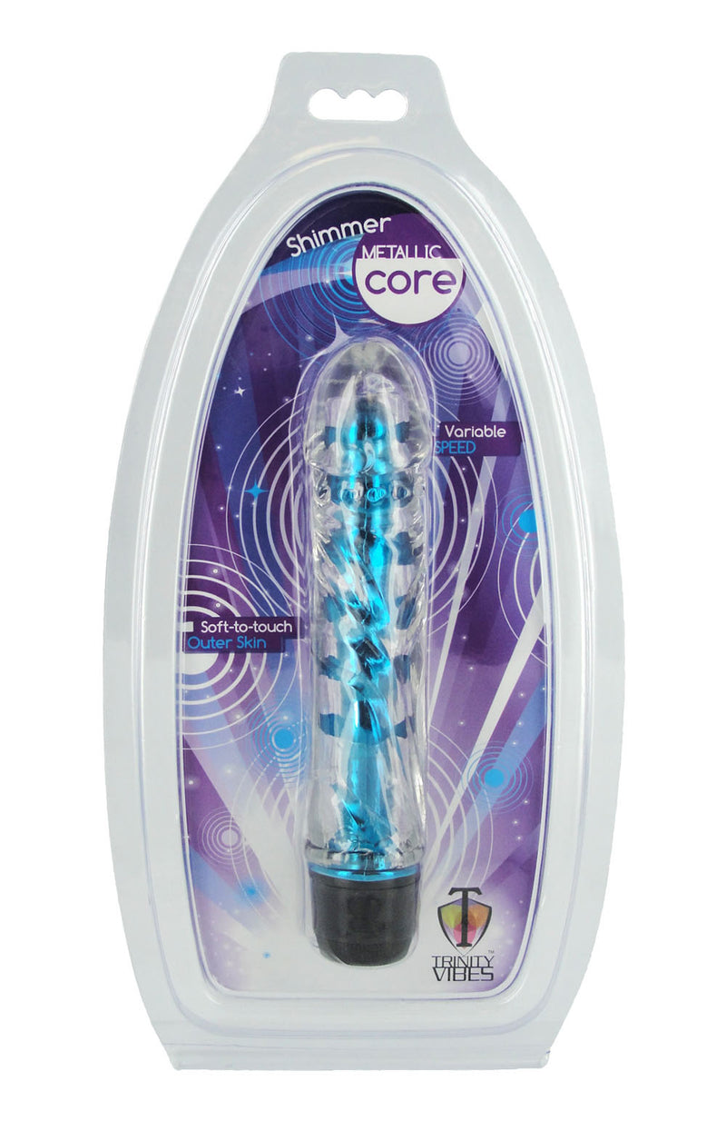 Trinity Shimmer Core Vibe: Achieve Ultimate Pleasure with Powerful Motor and Soft Jelly Sleeve.