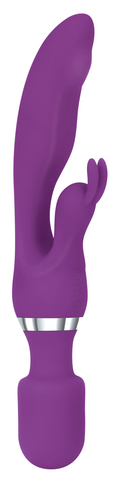 Double the Pleasure with our Rechargeable Dual-Ended Silicone Rabbit Vibe + Wand Massager