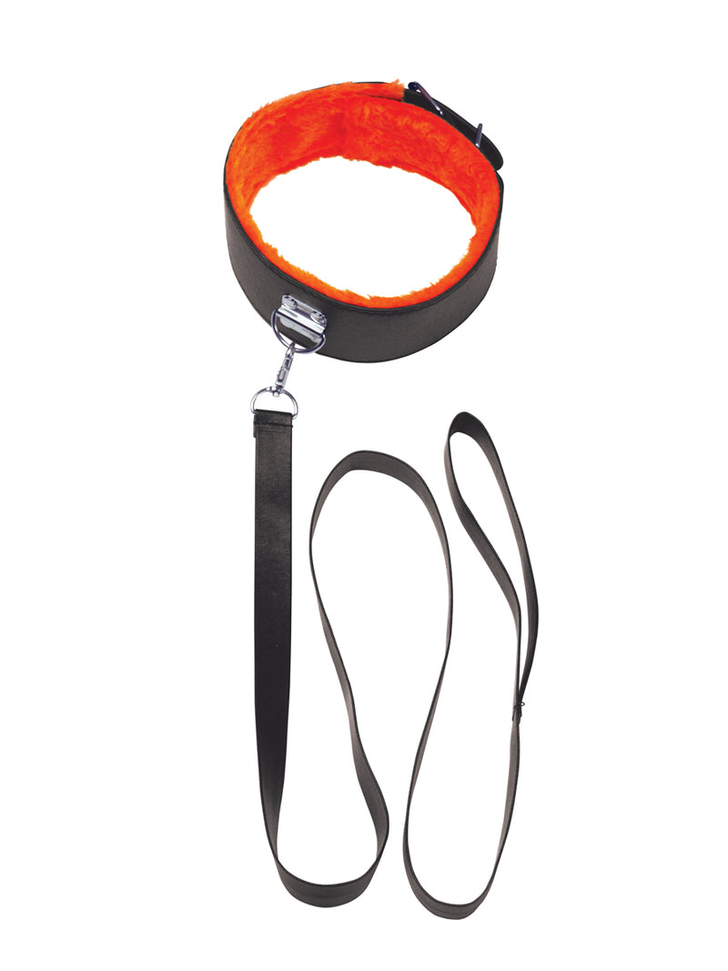 Spice up Your Bedroom with Our Playful Orange Collar and Leash Set - Perfect for Kinky Fun!