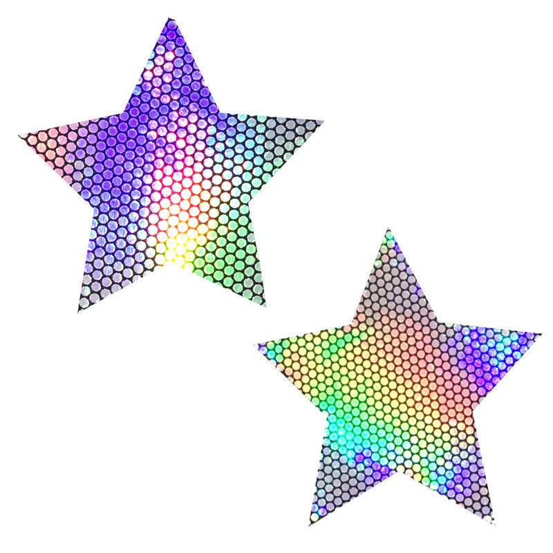 Holographic Lilac Pasties for a Spellbinding Look - Self-Adhering, Hypoallergenic, and Long-Lasting!