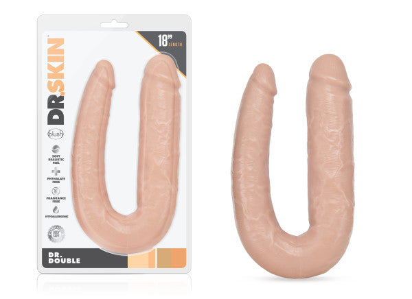 Experience Double the Fun with the Dr. Skin U-Shaped Double Dildo - Perfect for Solo or Partner Play!