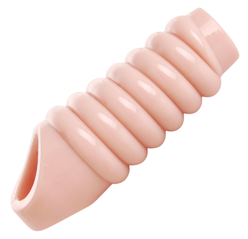 Maximize Your Girth with the Ribbed Penis Enhancer Sleeve - Secure Fit and Intense Stimulation Guaranteed!