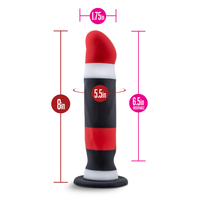 Avant D5 Sin City Silicone Dildo with Suction Cup Base and Harness Compatibility - 8 Inches of Pleasure!