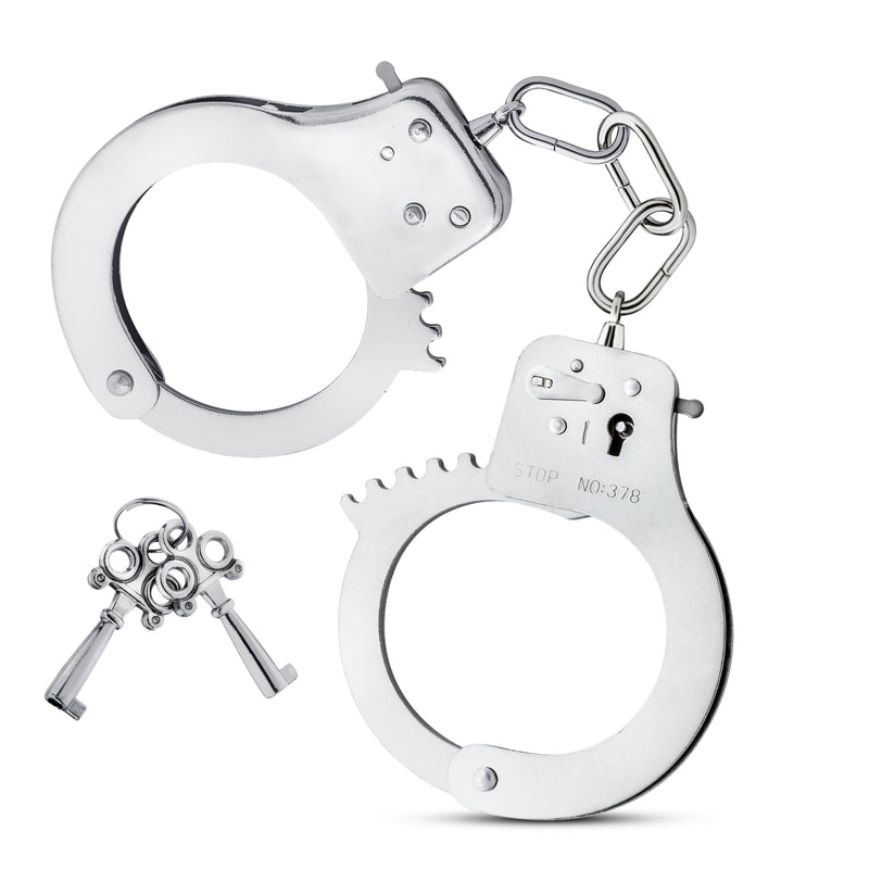 Nickel-Free Stainless Steel Handcuffs with Safety Release Lever and Keys for Seductive Fun