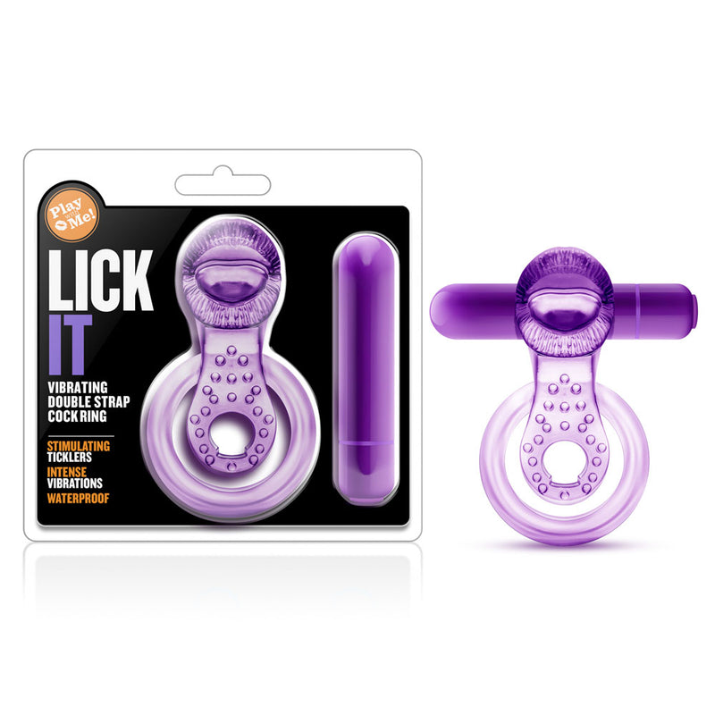 Double the Pleasure with Lick It Vibrating Cock Ring - Perfect for Couples or Solo Play!