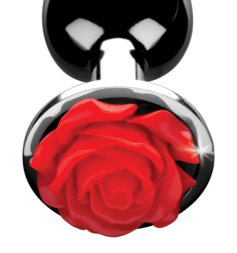 Shimmering Red Rose Anal Plug: Add Floral Flair to Your Backside with Temperature-Sensitive, Non-Porous, and Securely-Fitting Toy!