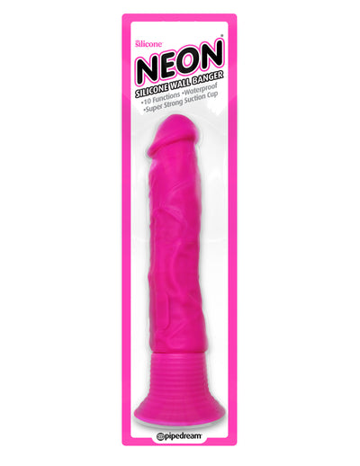 Neon Silicone Wall Banger - 10 Vibrations, Realistic Design, Strong Suction-Cup Base, Waterproof