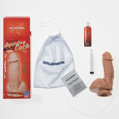 Realistic Suction Dildo with Repeated Ejaculation for Ultimate Pleasure - 7 Inch Dong with Balls, Made in USA and Phthalate Free!