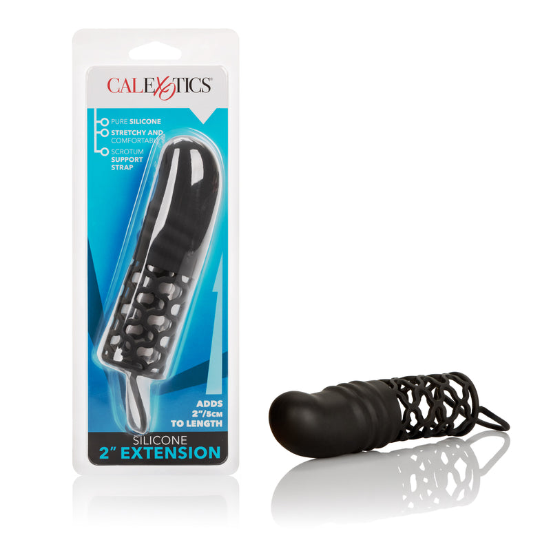 Silicone 2 Inch Extender with Gentle Curve and Scrotum Strap