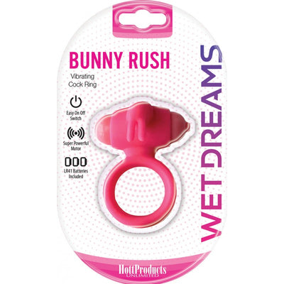 Enhance Your Pleasure with the Bunny Rush Cock Ring's Vibrating Turbo Motor and Sure Grip Stretchy Ring!