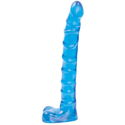 Small but Mighty: 9-inch Slim Blue Jelly Dildo for Pure Pleasure and Stability