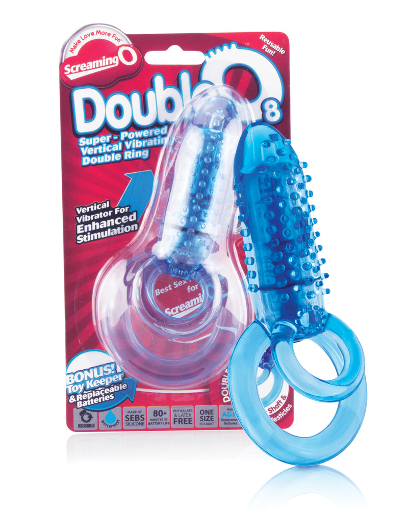 DoubleO 8 Vibrating Erection Ring - Reach New Heights of Pleasure with Double Rings and Vertical Vibrator!