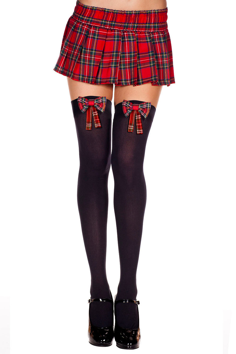 Plaid Bow Thigh High Stockings: Feel Confident and Sexy in Every Curve!