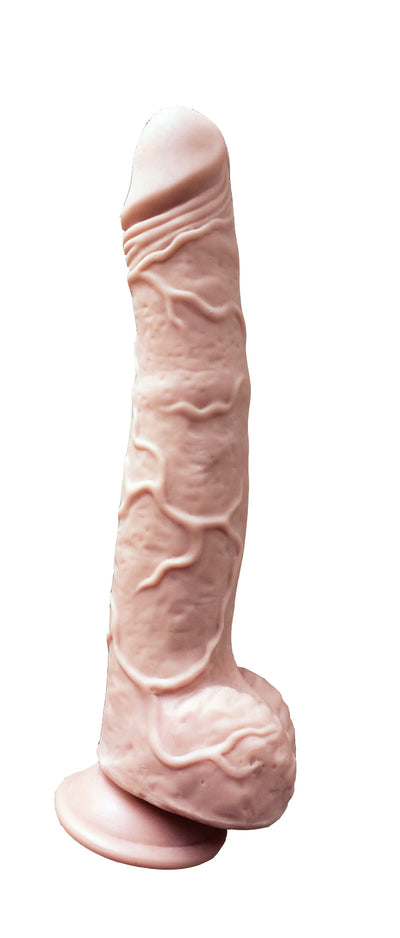 Get Realistic Pleasure with SKINSATIONS 11" Dildo – Phthalate-Free, Bendable, and Waterproof with Suction Cup Base