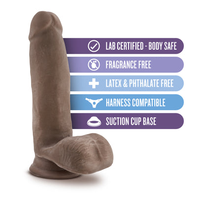 Soft and Realistic 7" Dildo with Strong Suction Cup Base and O-Ring Harness Compatibility for Hands-Free Fun - Au Naturel Sensa Feel Dildo
