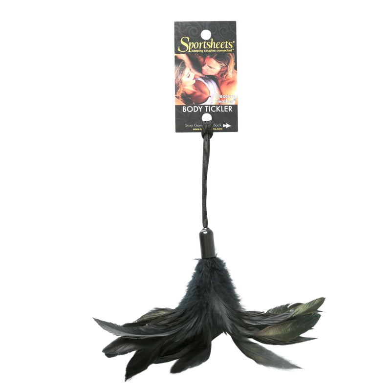 Luxurious USA-Made Feather Tickler for Playful Romance and Sensual Teasing with Black Wrist Cord Control. Perfect Gift for Valentine&