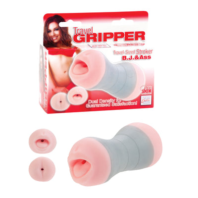 Dual Density Travel Masturbator with Suction Chambers and Grip for Ultimate Stroking Action and Lifelike Feel