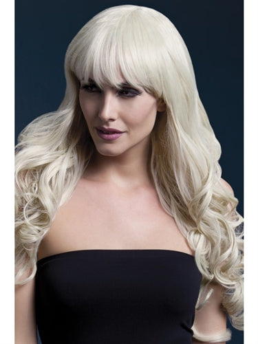 Blonde Soft Curl Wig with Fringe - Heat Resistant and Fully Adjustable for Bombshell Looks!