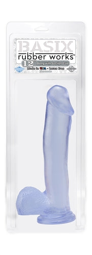 Flexible and Realistic 12 Inch Suction Cup Dildo by Basix - Perfect for Solo or Strap-On Fun!