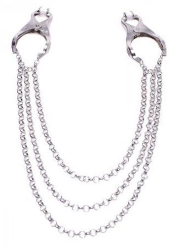 Extreme Grip Nipple Clamps with Triple Chain for Intense Pleasure