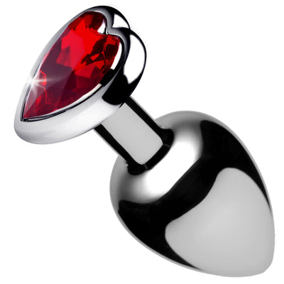 Shimmer with Pleasure: Heart-Shaped Red Gem Anal Plug for Sensational Play