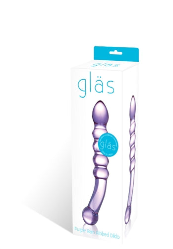 Translucent Purple Ribbed Glass Dildo - Eco-Friendly, Hypoallergenic, and Retains Heat and Cold for Maximum Stimulation!