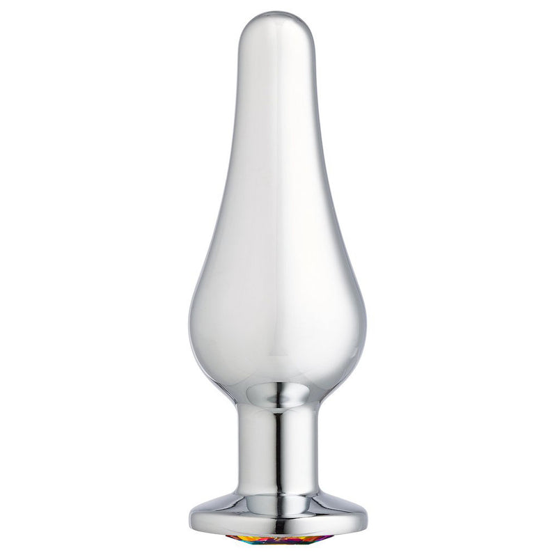 Shine Bright with the Cloud 9 Jeweled GEMs Anal Plug - Hypoallergenic, Nonporous, and Body-Safe Silicone with Rainbow Gem for Glamorous Playtime.