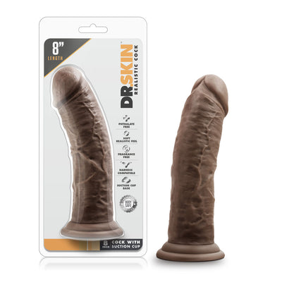 Get Ready to Satisfy Your Desires with Dr. Skin's 8 Inch Realistic Dildo and Harness Compatible Suction Cup Base!