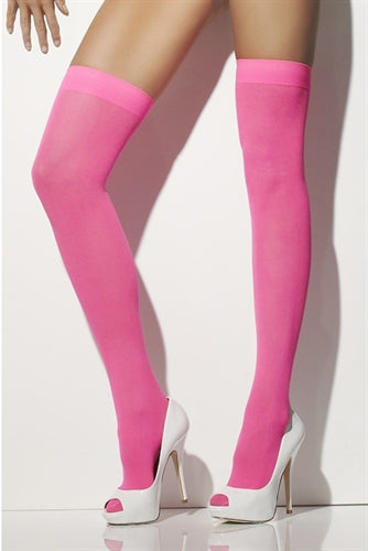 Neon Pink Opaque Hold-Ups: Feel Like a Sexy Goddess All Day Long!