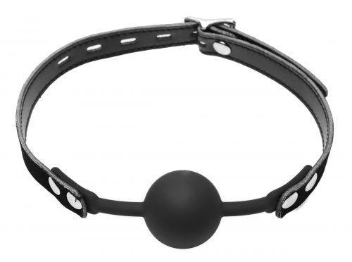 Silky Silicone Ball Gag with Adjustable Leather Strap and Locking Feature for Ultimate Pleasure