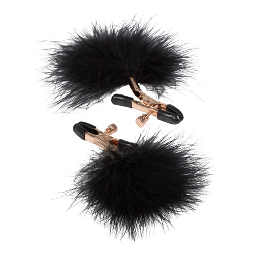 Designer Feather Nipplettes with Adjustable Clamps and Tickling Feathers for Enhanced Playtime Fun!