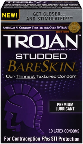 Trojan Studded Bareskin Condoms - Experience Maximum Stimulation for an Unforgettable Night!