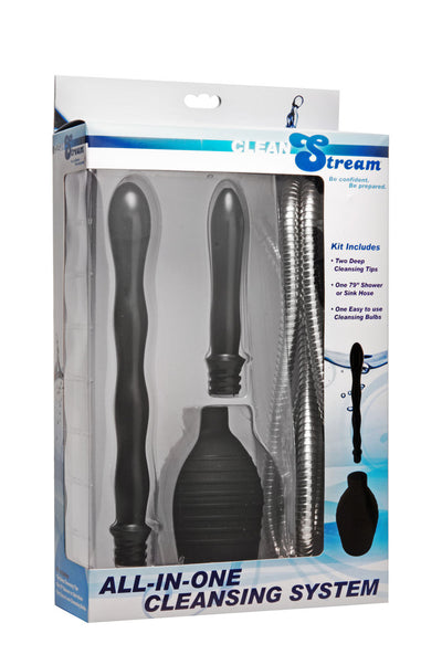 CleanStream All-In-One Anal Cleansing System: Interchangeable Nozzles and Long Hose for a Deep Clean, with Travel Bulb for On-The-Go Use!