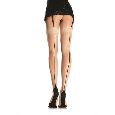 Spandex Contrast Cuban Heel Stockings with Backseam: Raise the Heat and Feel Gorgeous!