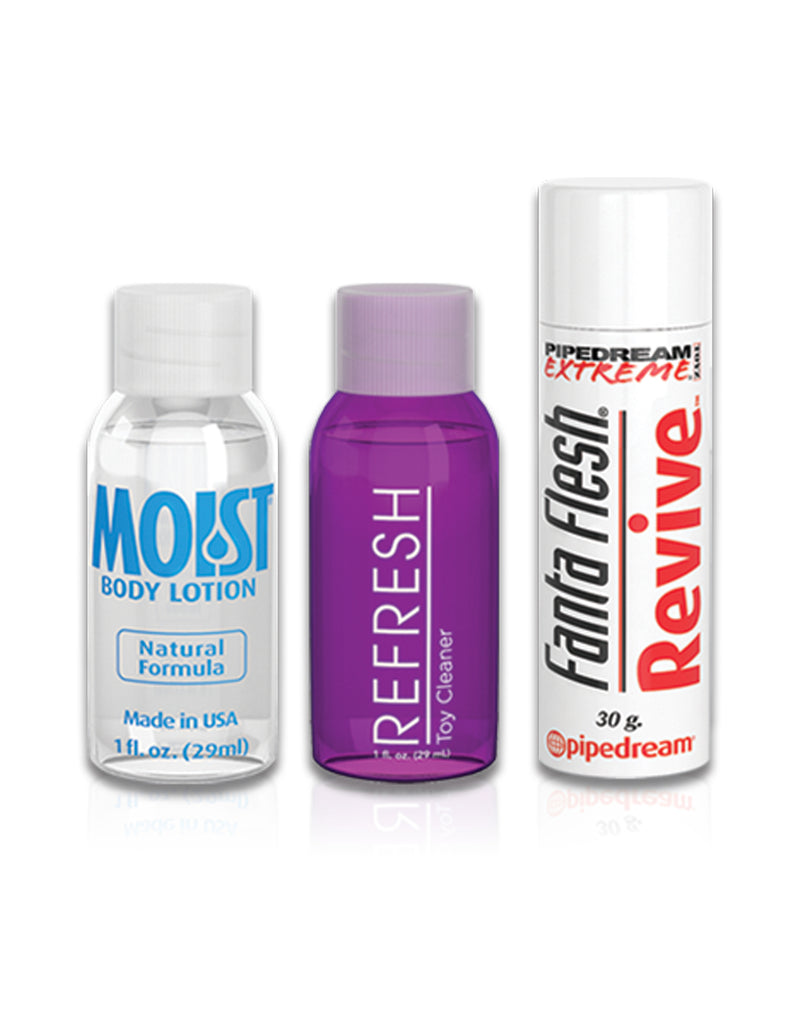 Ultimate Pleasure Trio: Fanta Flesh Strokers with Moist Lotion and Care Kit